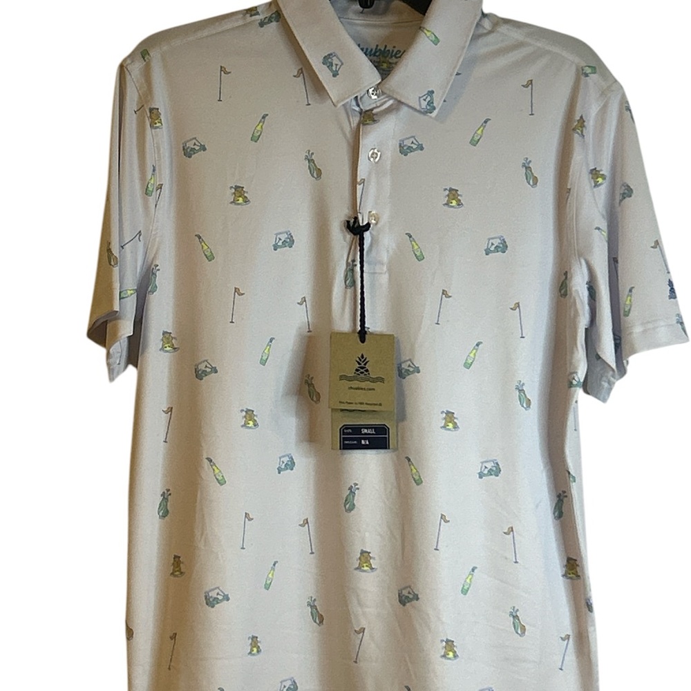 Chubbies Green and White Polo Shirt with Classic Collar